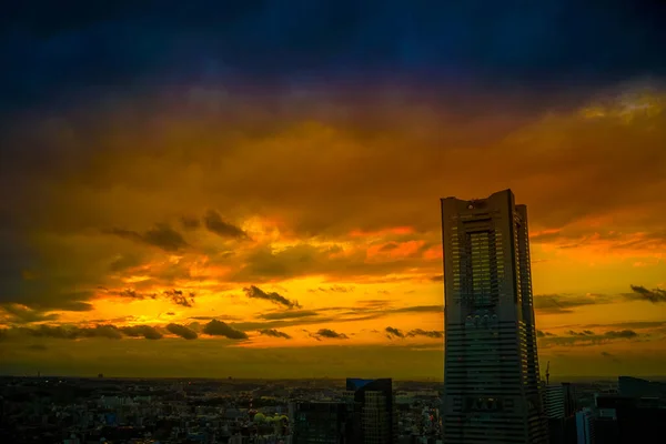 Yokohama Landmark Tower Och Kvällsutsikt Skytteläge Nishi Yokohama — Stockfoto