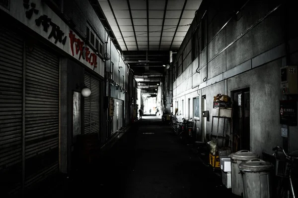 枪管在后巷射击地点 东京中央区 — 图库照片