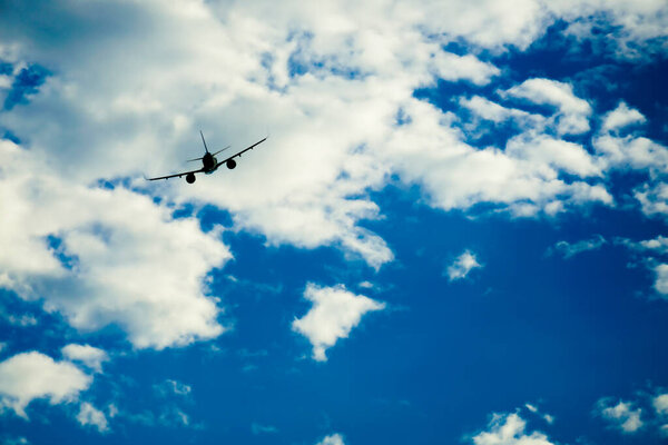 Airplane silhouette and dusk sky. Shooting Location: Ota -ku, Tokyo