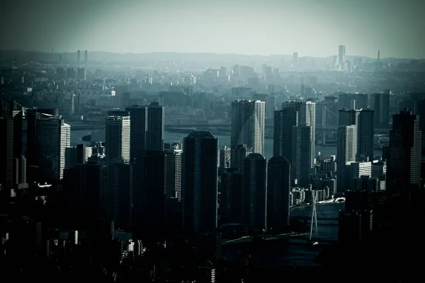 Stad Yokohama Som Kan Ses Genom Staden Tokyo Skytteläge Sumida — Stockfoto
