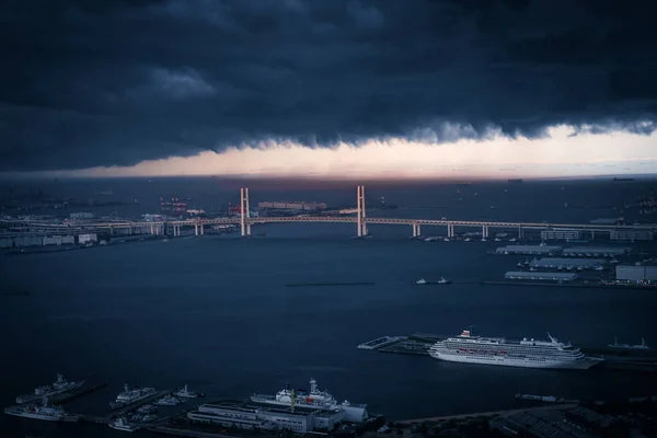Regenwolken Und Yokohama Port Drehort Yokohama Stadt Kanagawa Präfektur — Stockfoto