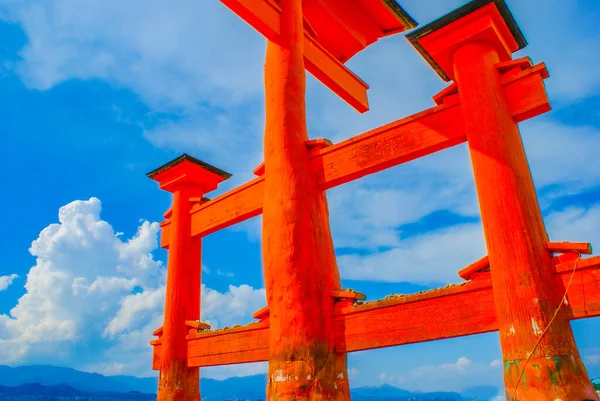 Miyajima Itsukushima Przybytek Torii Rozmieszczenie Fotografowania Hiroszima — Zdjęcie stockowe