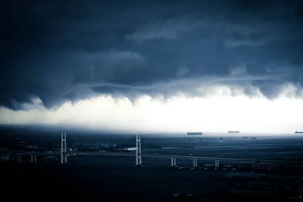 Chmury Deszczowe Port Jokohama Strzelanie Lokalizacja Yokohama City Prefektura Kanagawa — Zdjęcie stockowe