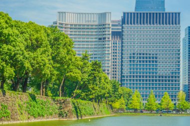 High -rise buildings in Marunouchi. Shooting Location: Chiyoda ward, Tokyo