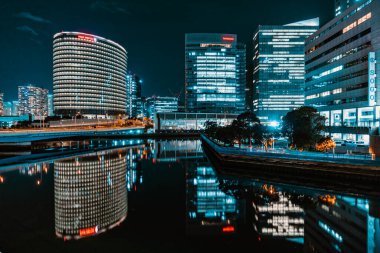 Yokohama Minato Mirai gece görüşü. Çekim yeri: Nishi -ku, Yokohama