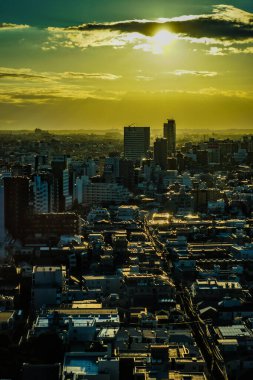 Shinjuku yerleşim bölgesi ve akşam manzarası. Çekim yeri: Shinjuku-ku, Tokyo