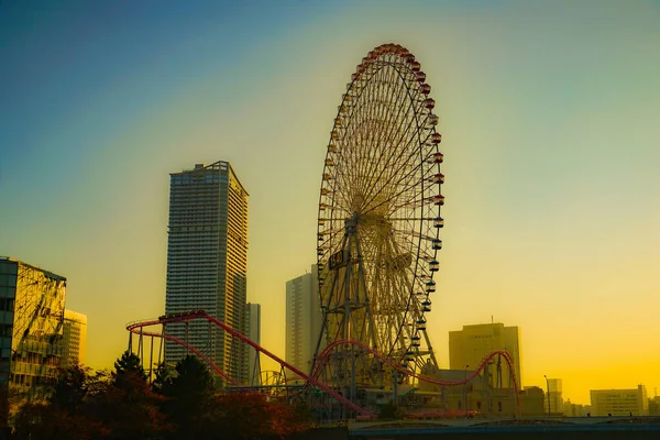 Orologio Cosmo Vista Serale Ubicazione Delle Riprese Prefettura Yokohama City — Foto Stock