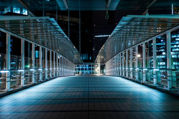 Ночной Вид Пешеходный Мост Минато Мирай Место Съемки Ниси Йокогама — стоковое фото
