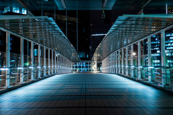 Night view of Minato Mirai pedestrian bridge. Shooting Location: Nishi -ku, Yokohama