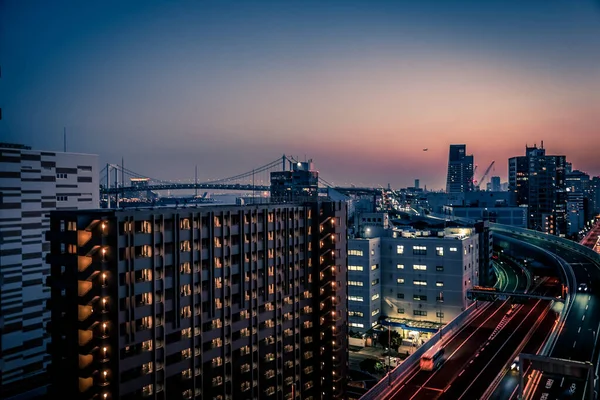 Widok Grupowy Wieczorowy Tamachi Minato Ward Rozmieszczenie Minato Tokio — Zdjęcie stockowe