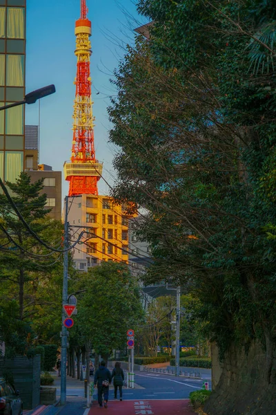 Ett Landskap Med Tokyo Tower Fotografering Plats Minato Tokyo — Stockfoto