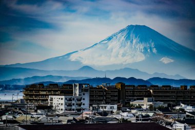 Mt. Fuji ve Fujisawa şehri. Çekim yeri: Fujisawa Şehri, Kanagawa Bölgesi
