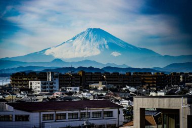 Mt. Fuji ve Fujisawa şehri. Çekim yeri: Fujisawa Şehri, Kanagawa Bölgesi