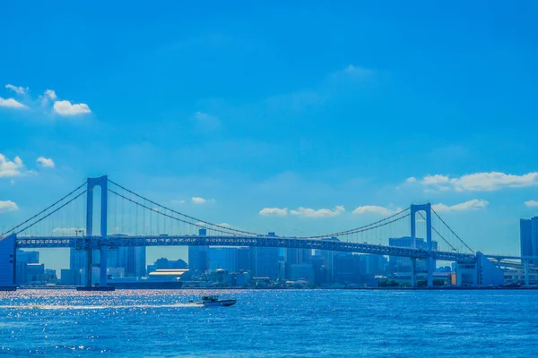 Tęczowy Most Błękitne Niebo Rozmieszczenie Minato Tokio — Zdjęcie stockowe