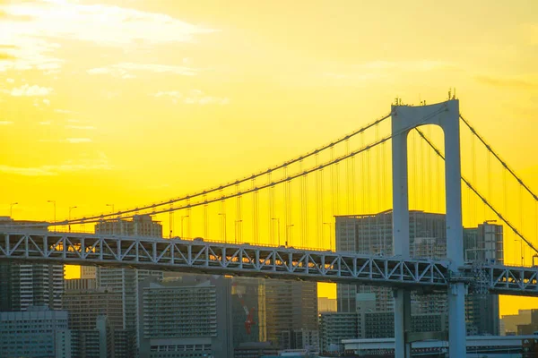 Duhový Most Večerní Výhled Místo Střelby Minato Tokio — Stock fotografie