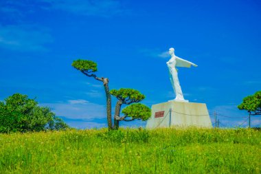 Akita Bölgesi ve mavi gökyüzü. Çekim Konumu: Akita