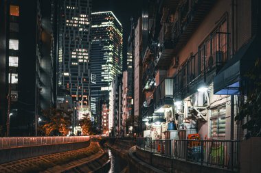 Shibuya 'nın gece manzarası. Çekim yeri: Shibuya -ku, Tokyo