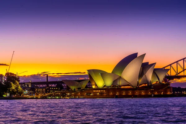Opera Widok Wieczorny Lokalizacja Fotografowania Australia Sydney — Zdjęcie stockowe