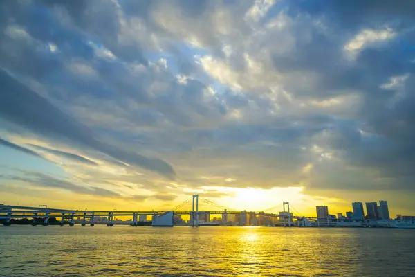 Ponte Arco Íris Vista Noturna Localização Tiroteio Minato Tóquio — Fotografia de Stock