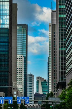 Otemachi ofis bölgesi. Çekim Konumu: Chiyoda Koğuşu, Tokyo