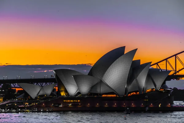 Operaház Esti Kilátás Lövöldözés Helye Ausztrália Sydney — Stock Fotó