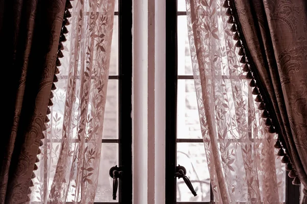 Fenêtres Rideaux Style Occidental Lieu Tournage Toronto — Photo