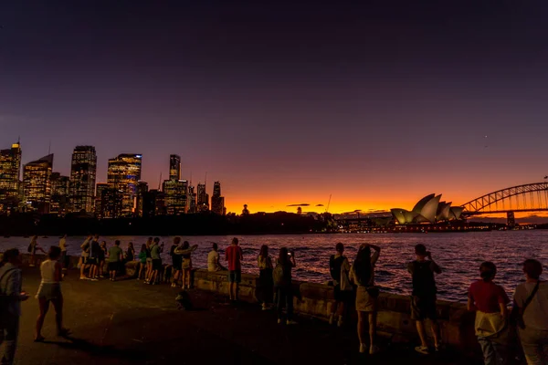 歌剧院和夜景 射击地点 澳大利亚 — 图库照片