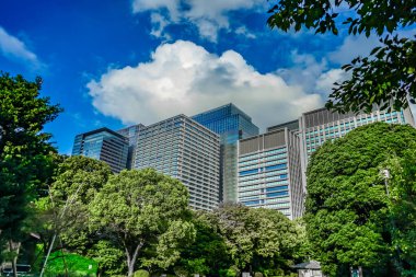 Otemachi ofis bölgesi. Çekim Konumu: Chiyoda Koğuşu, Tokyo