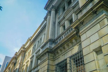 Japonya Merkez Bankası 'nın dış duvarı (merkez ofis). Çekim yeri: Chuo -ku, Tokyo