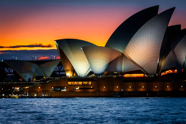 Operahus Och Kvällsutsikt Fotografering Plats Australien Sydney — Stockfoto