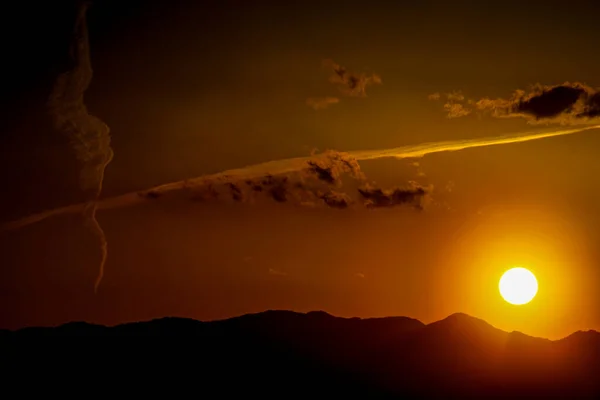Сонце Тоне Горах Місце Зйомки Seya Йокогама — стокове фото