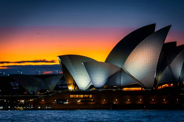 Оперний Театр Вечірній Вид Місце Зйомки Австралія Сідней — стокове фото