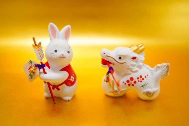 Tavşan yılından ejderha yılına değnek teması. Çekim yeri: Yokohama-şehir kanagawa ili