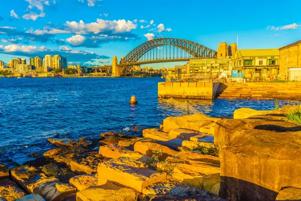 Harbor Bridge and Sydney Port evening view. Shooting Location: Australia, Sydney