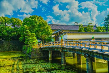 Kyoto nehri boyunca manzaralı bir köprü. Çekim Konumu: Chiyoda Koğuşu, Tokyo