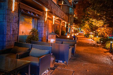 Gece lokantası. Çekim yeri: Minato -ku, Tokyo