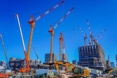 Büyük ölçekli inşaat projesi. Çekim yeri: Minato -ku, Tokyo