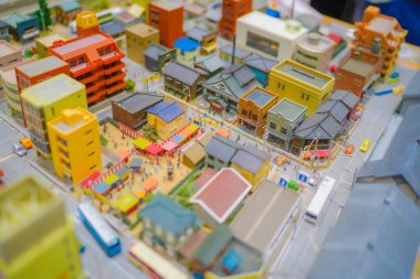 Minyatür kasaba modeli. Çekim yeri: Kamakura Şehri, Kanagawa Bölgesi