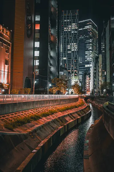 Night View Canal Building Shooting Location Shibuya Tokyo — Stock Photo, Image