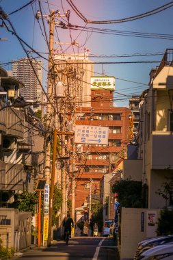 Japon şehir manzarasının resmi. Çekim yeri: Meguro -ku, Tokyo