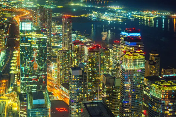 Camino Nocturno Que Brilla Los Edificios Ubicación Del Disparo Toronto Imagen De Stock