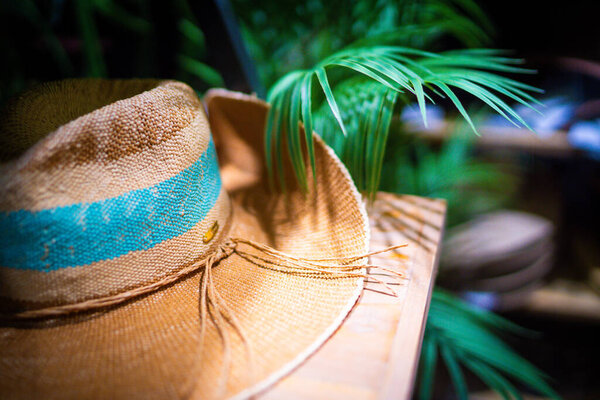 Colorful straw hat. Shooting Location: Minato -ku, Tokyo