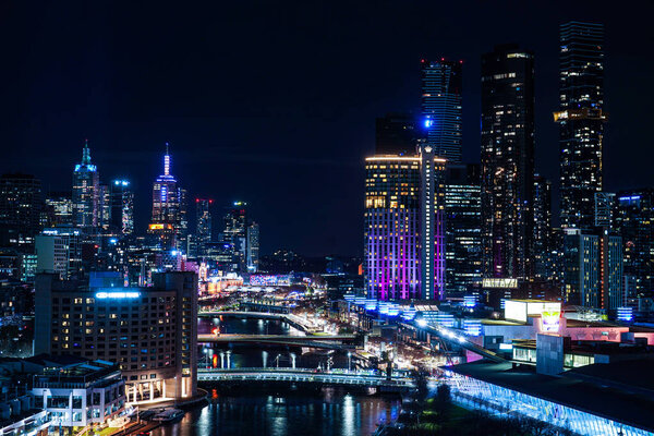 Glossy city night view (Melbourne). Shooting Location: Melbourne
