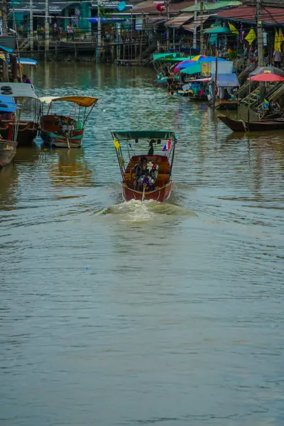 Voyage Bateau Sur Canal Thaïlandais Lieu Tournage Royaume Thaïlande Images De Stock Libres De Droits