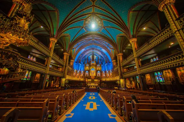 Belo Interior Catedral Localização Tiro Montreal Canada Imagem De Stock