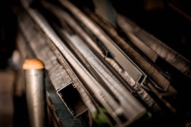 İnşaat malzemelerinin yüksek görüntüsü. Çekim yeri: Shinjuku-ku, Tokyo