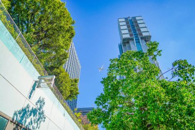 Mavi gökyüzü ve mimari güzellik. Çekim yeri: Shinagawa Koğuşu, Tokyo