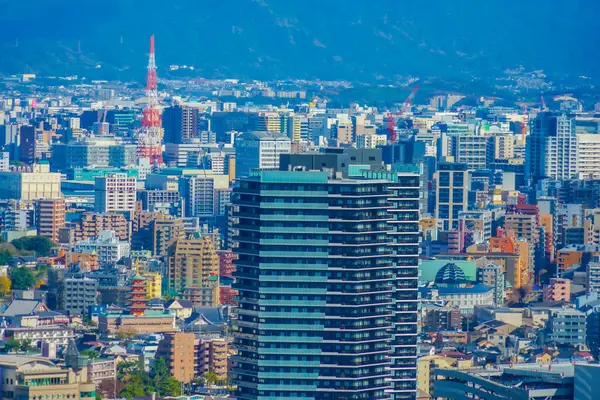 Fukuoka şehrinin görüntüsü. Çekim Konumu: Fukuoka Bölgesi