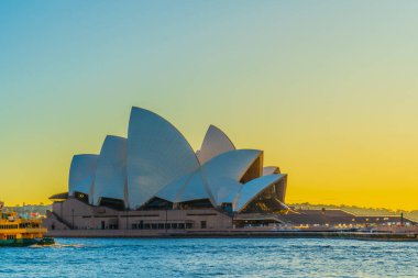 Opera salonu günbatımı. Çekim yeri: Sydney, Avustralya