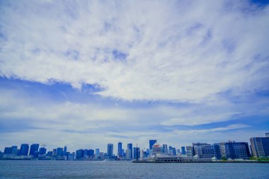 Tokyo Körfezi manzarası. Çekim Konumu: Koto Ward, Tokyo